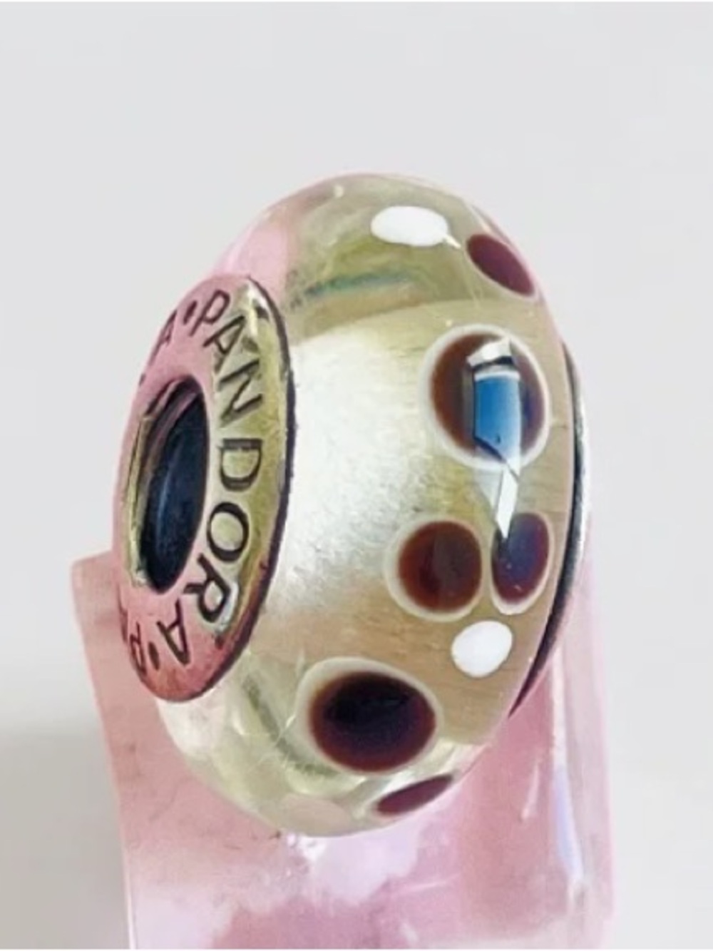 Pandora Cream Glass Murano Bead with Brown Dots